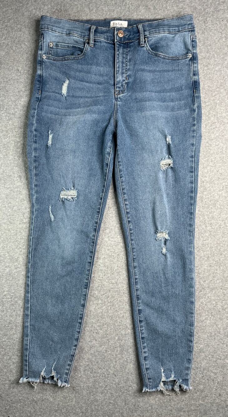 Nicole Miller NY Ankle Skinny Jeans Womens 12 High Rise Distressed Stretch